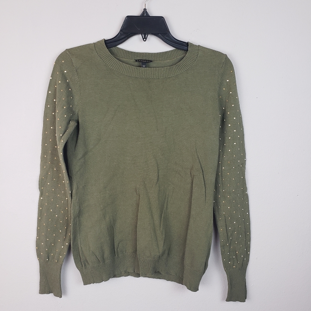 Express Olive green sweater w/ gold studs